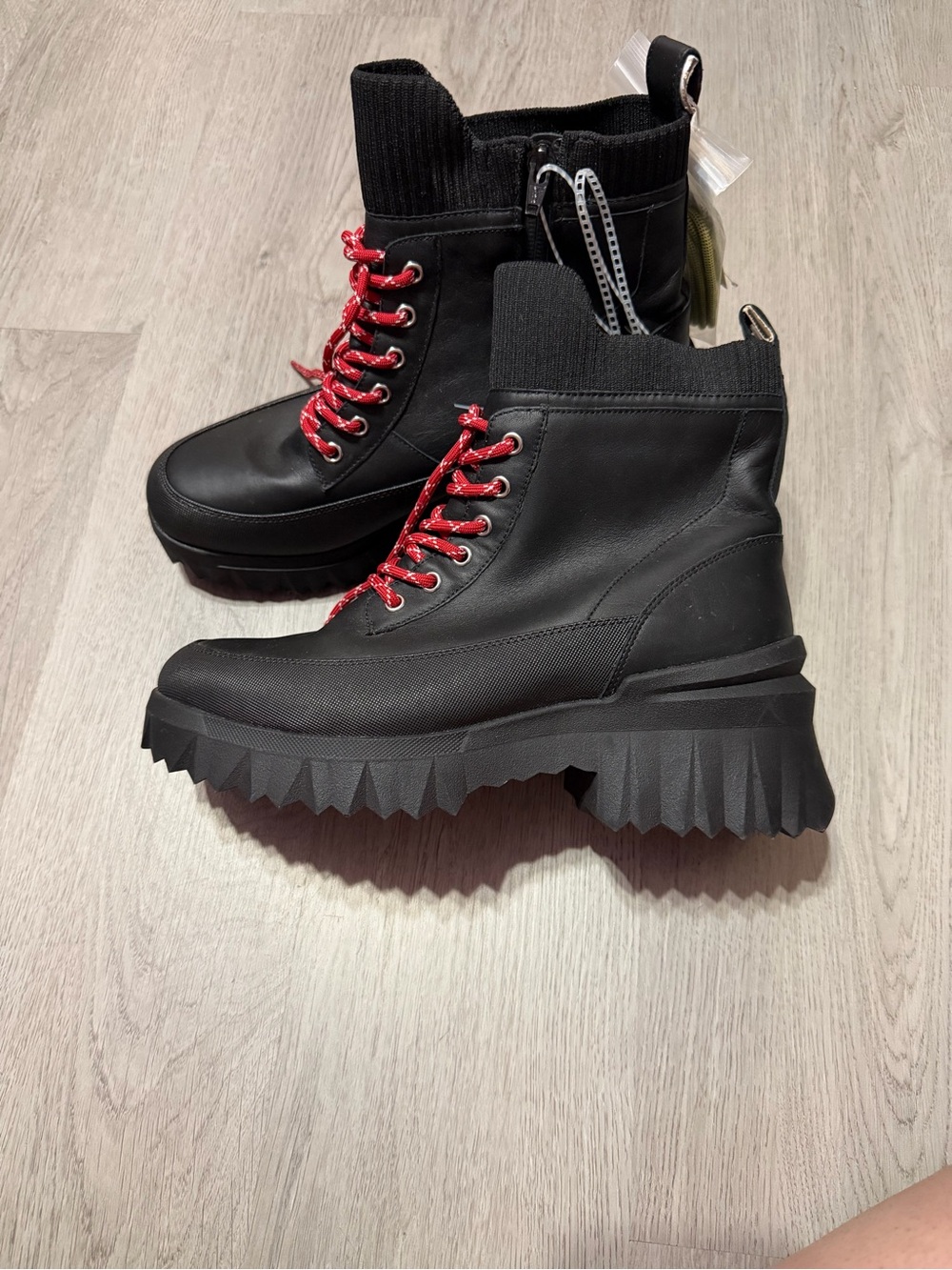 Nurture by Lamaze Black Combat Boots with Red Laces